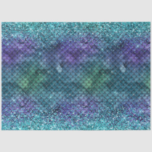 Papel De Seda Purpurina Verde azulado Aqua Purple Mermaid Sparkl