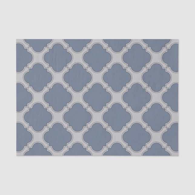 Papel De Seda Quatrefoil azul-gris (Anverso)