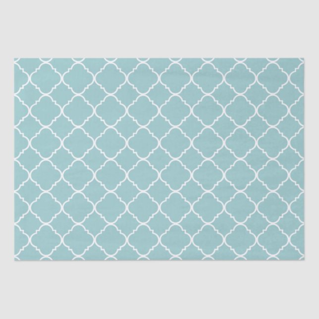 Papel De Seda Quatrefoil azul y blanco bonito (Anverso)