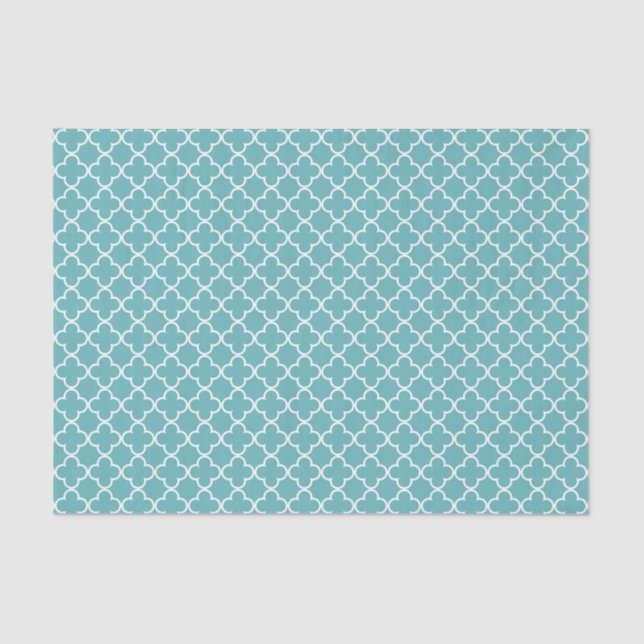 Papel De Seda Quatrefoil blanco Aqua (Anverso)