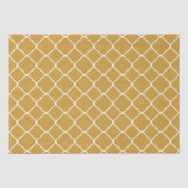 Papel De Seda Quatrefoil blanco y amarillo dorado