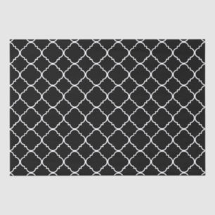 Papel De Seda Quatrefoil blanco y negro
