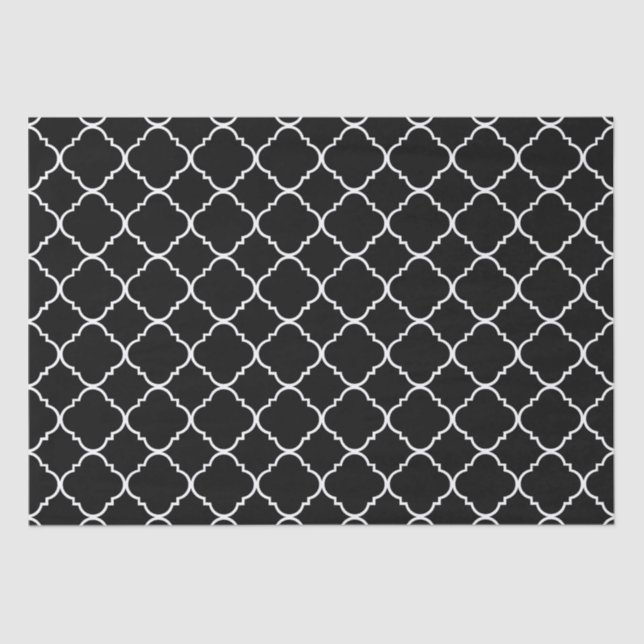 Papel De Seda Quatrefoil blanco y negro (Anverso)