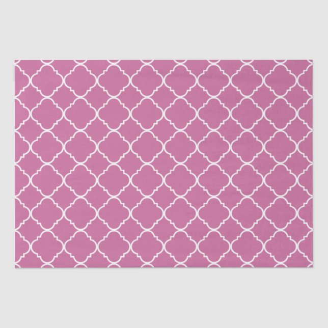 Papel De Seda Quatrefoil blanco y rosado (Anverso)