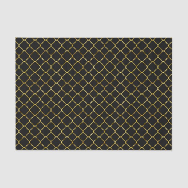 Papel De Seda Quatrefoil de oro negro de moda (Anverso)