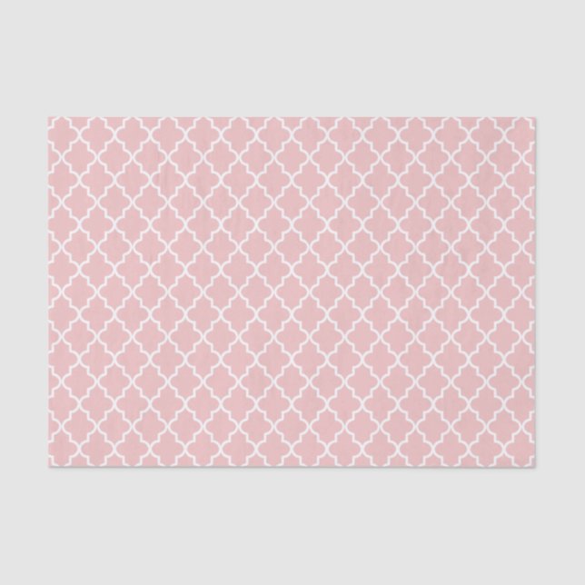 Papel De Seda Quatrefoil marroquí rosa claro moderno (Anverso)
