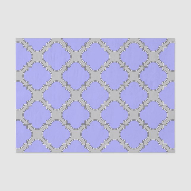 Papel De Seda Quatrefoil periwinkle y gris (Anverso)