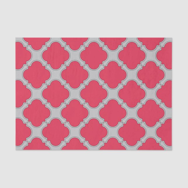 Papel De Seda Quatrefoil rojo y gris (Anverso)