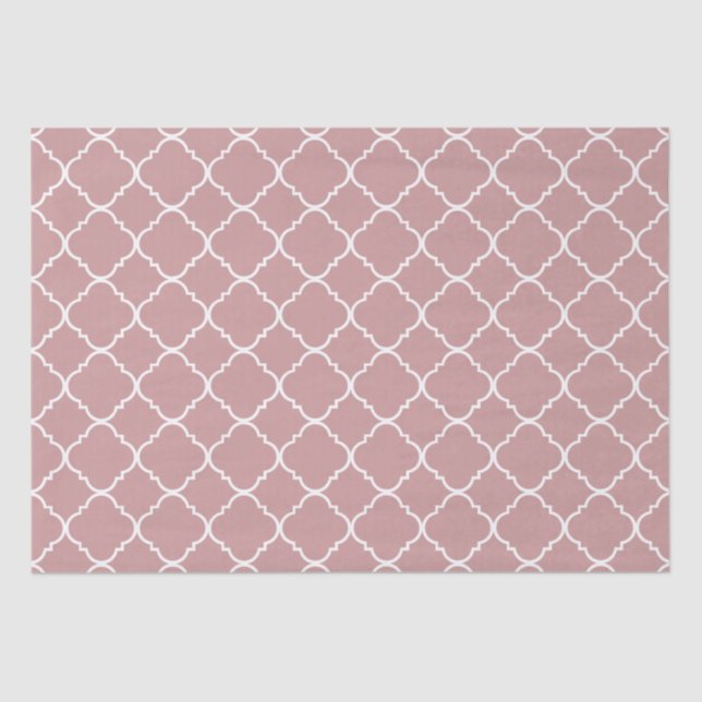 Papel De Seda Quatrefoil rosa y blanco bonito (Anverso)