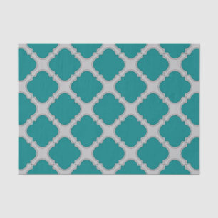 Papel De Seda Quatrefoil verde azulado y gris