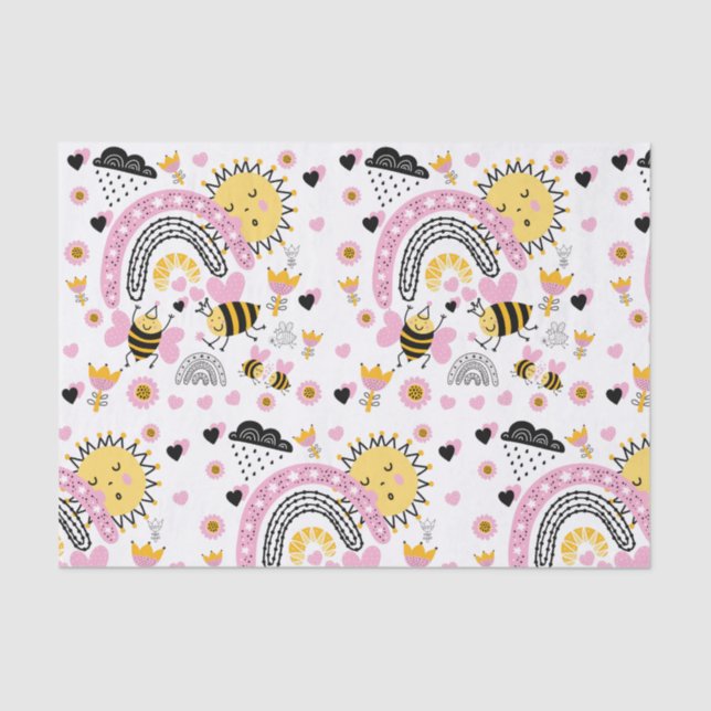 Papel De Seda Queen BEES BFF, Baby Girl, Girly Gifts Pink (Anverso)
