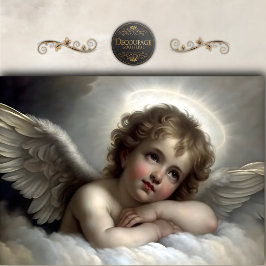 Papel De Seda Querubín Angel en Reposo Nube Suave Decoupage