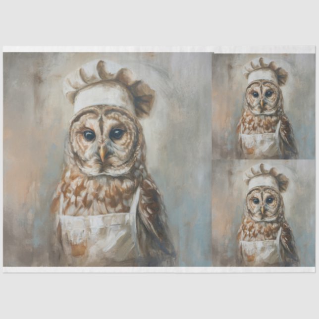 Papel De Seda Quién Cocina Para Usted Owl X3 Decoupage (Anverso)