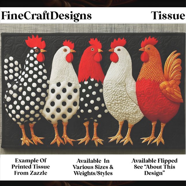 Papel De Seda Quilted Fun Country Hens & Roosters EN2L Decoupage (Subido por el creador)