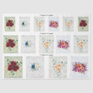 Papel De Seda Quince Imágenes Florales (3) Tamaños Plantilla de