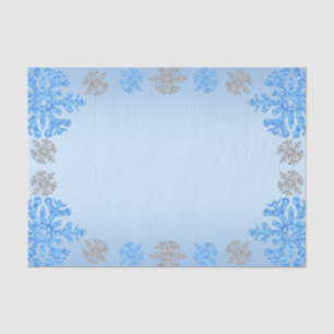 Papel De Seda Quinceañera Ice Blue Silver Snowflake
