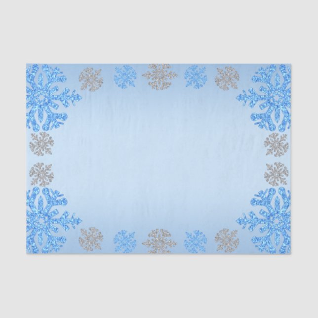 Papel De Seda Quinceañera Ice Blue Silver Snowflake (Anverso)