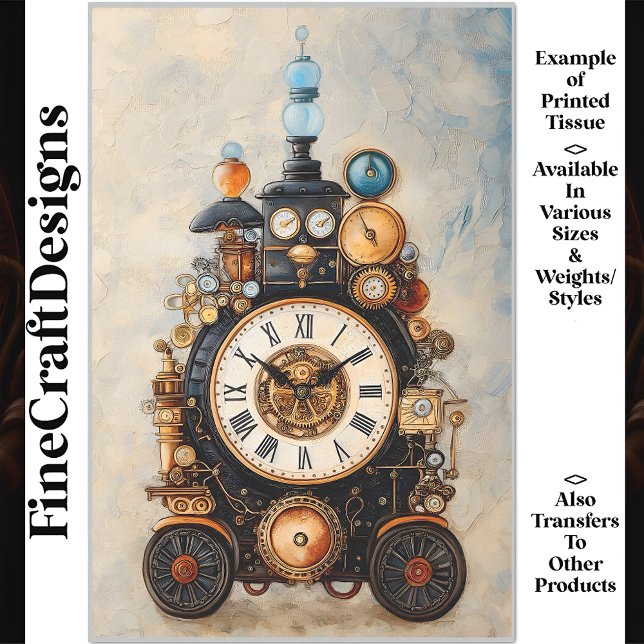 Papel De Seda Quirky Steampunk Clock Gears Levers R3 Decoupage (Subido por el creador)