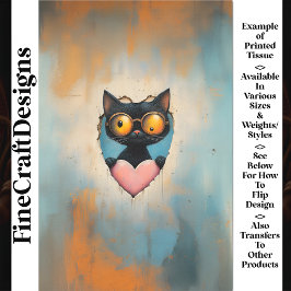 Papel De Seda Quirky Steampunk Kitten + Pink Heart AP7 Decoupage