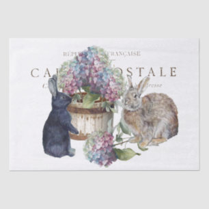 Papel De Seda Rabbit Hydrangea Flower Bucket Francés Decoupage