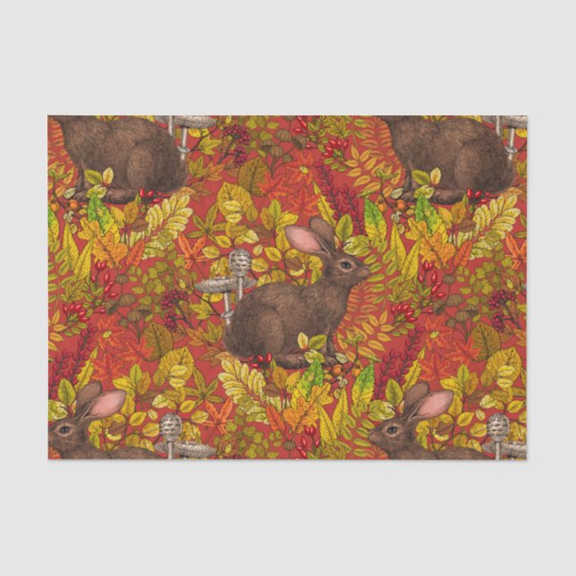 Papel De Seda Rabbit otoñal en rojo (Anverso)