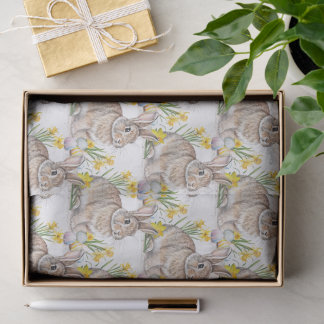 Papel De Seda Rabbit with Daffodils All-Over Print