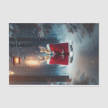 Rabbits Abrigos rojos Nieve Ilustracion forestal