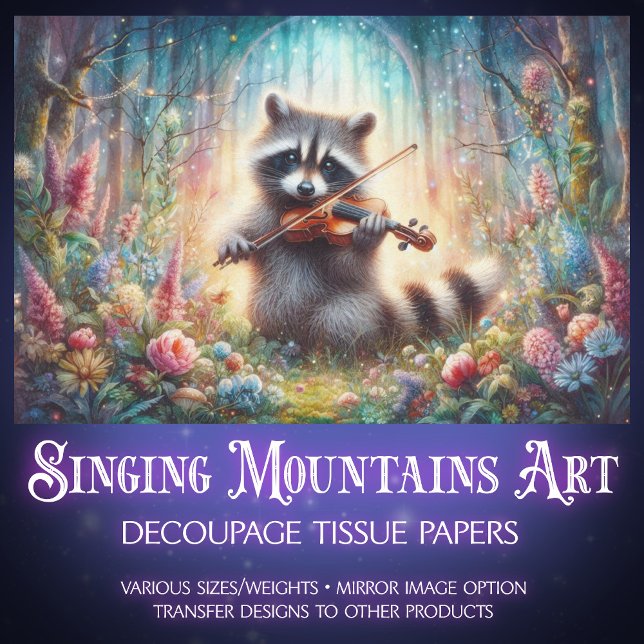 Papel De Seda Raccoon Forest Symphony Fantasy Art Decoupage (Subido por el creador)