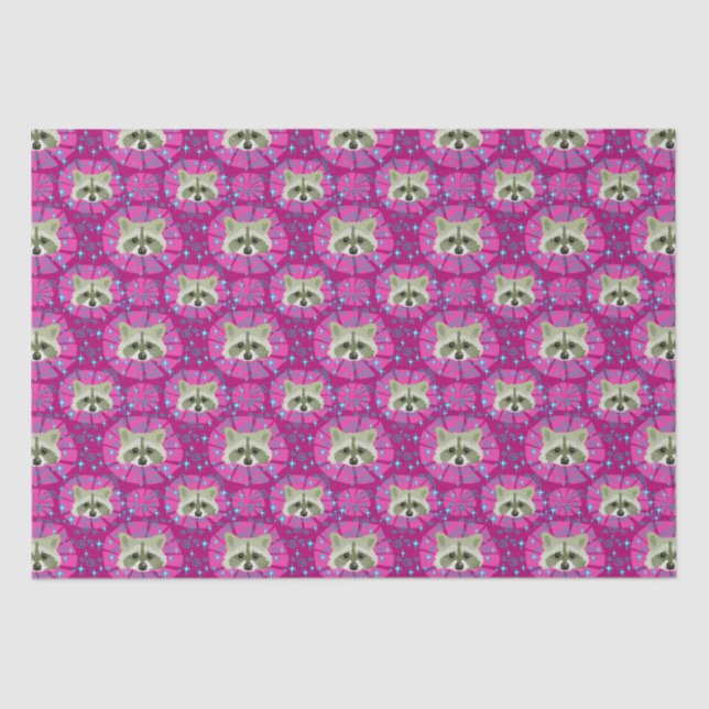 Papel De Seda raccoon_gray y rosa (Anverso)
