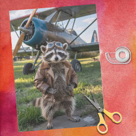 Papel De Seda Raccoon Pilot Airplane Funny Photo Birthday