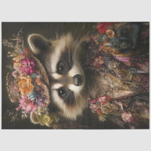 Papel De Seda Raccoon Regal Costume De Decoupage Floral