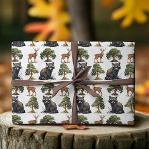 Papel De Seda Raccoon y Deer Woodland