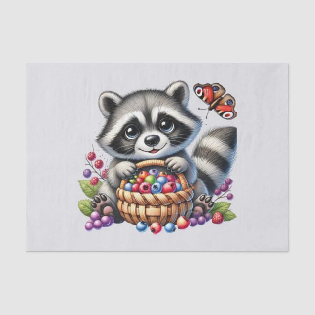 Papel De Seda Raccote de animales de bosque (Anverso)