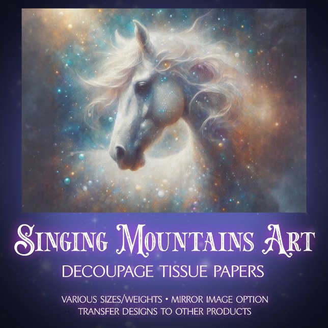 Papel De Seda Radiant Fantasy Horse Celestial Decoupage (Subido por el creador)