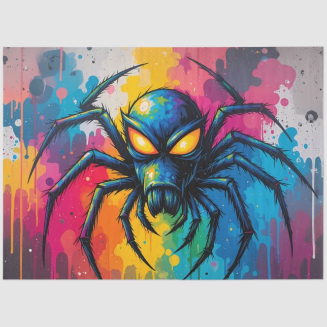 Papel De Seda Radioactive Neon Spider Graffiti Decoupage Paper (Anverso)