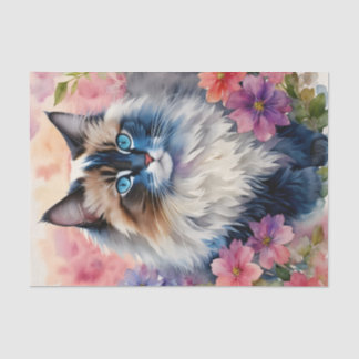 Papel De Seda Ragdoll Cat Floral Retrato