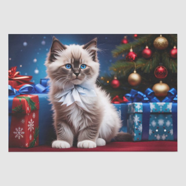 Papel De Seda Ragdoll Kitten Christmas Present (Anverso)