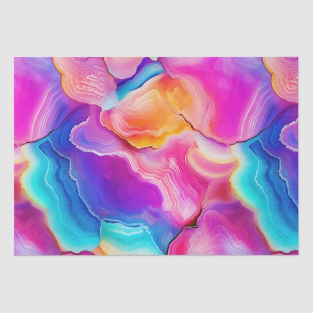 Papel De Seda Rainbow Agate | Vibrant Abstract Stone Pattern (Anverso)