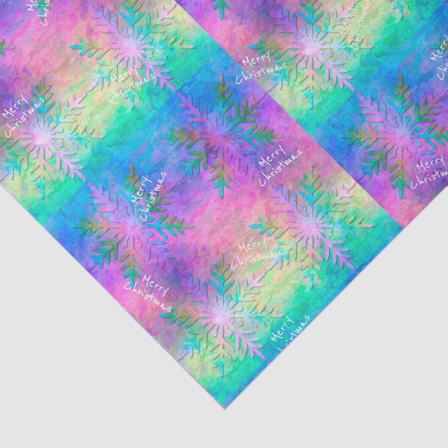 Papel De Seda Rainbow Fractal Tie-Dye Snowflake Merry Christmas (Detalle)