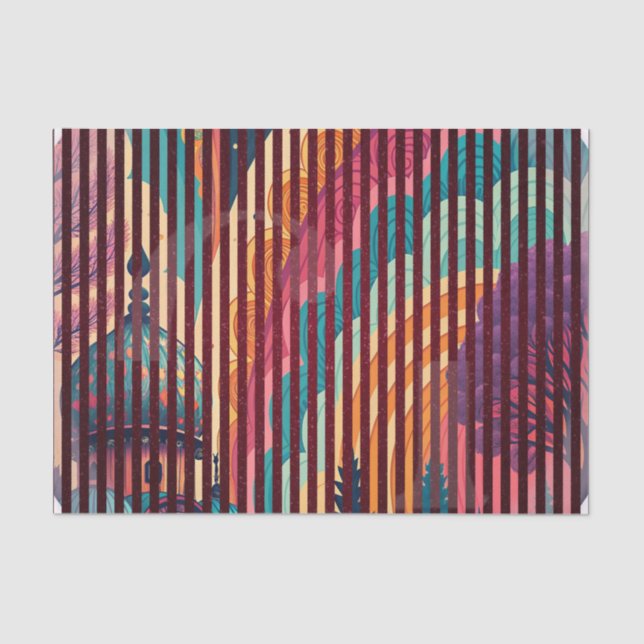 Papel De Seda Rainbow Temple Striped Tissue Paper – Customizable (Anverso)