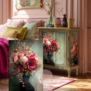 Papel De Seda Rama de Couture Retrato Caprichoso y Floral