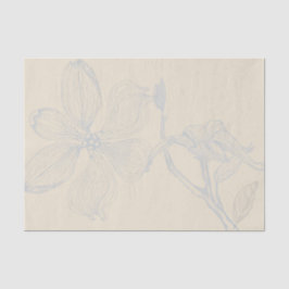 Papel De Seda Rama de Dogwood esbozada Lg Escala en pergamino