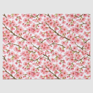 Papel De Seda Rama de flor de cerezo rosa patrón