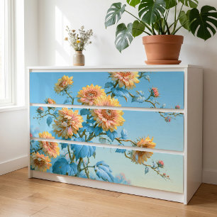 Papel De Seda Rama de Girasoles Etéreos de Melocotón Dorado Deco