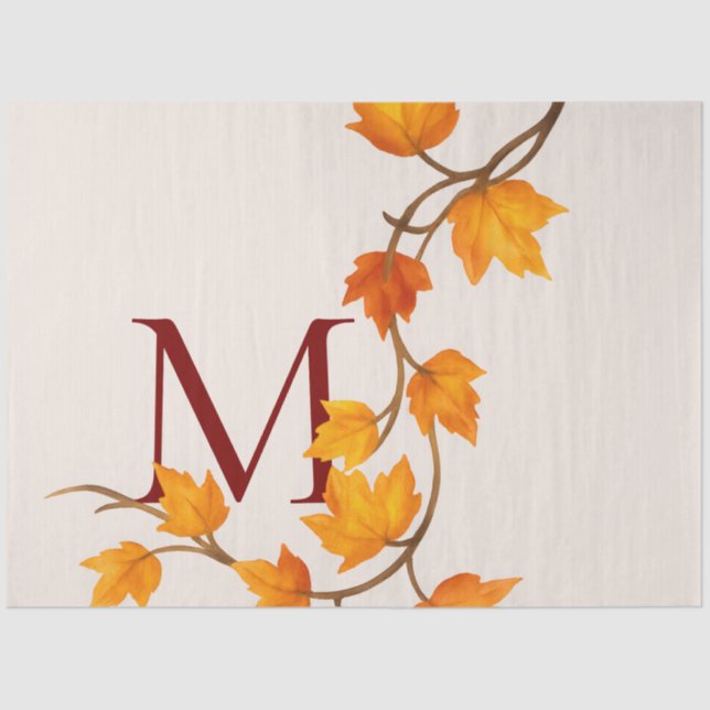 Papel De Seda Rama de hojas de arce de otoño (Anverso)