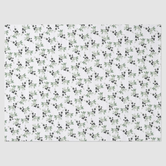 Papel De Seda Rama de olivo patrón decorativo simple botánico (Anverso)