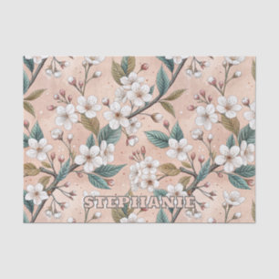 Papel De Seda Rama de Sakura de Melocotón Suave Patrón Botánico