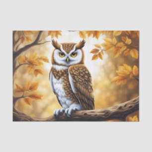 Papel De Seda Rama Lechuza Marrón y Pájaro Blanco