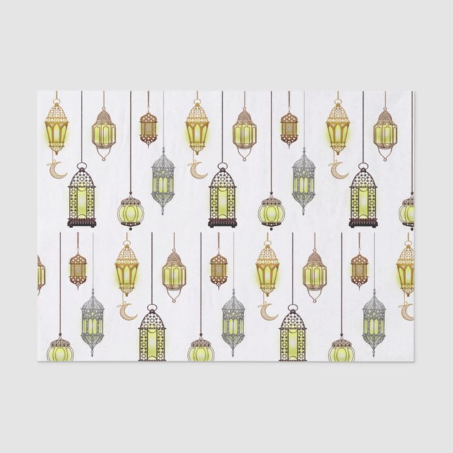 Papel De Seda Ramadan Kareem Crescent Lanterns Mubarak Islamic (Anverso)