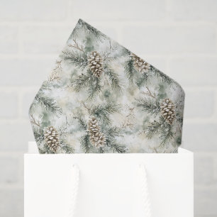 Papel De Seda Ramas de árbol de Navidad verdes piñas